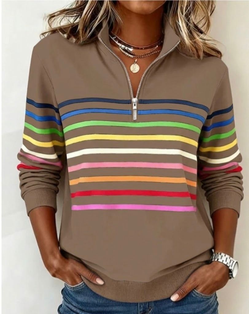 Women's Striped Half-Zip Jumper | Soft & Warm Knit