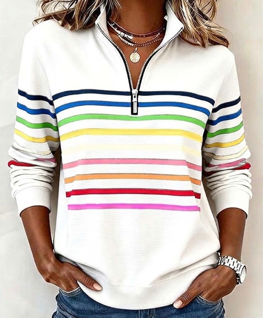 Women's Striped Half-Zip Jumper | Soft & Warm Knit
