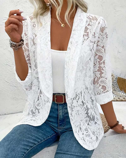 Women's Summer Blazer | Sheer Lace Open Front