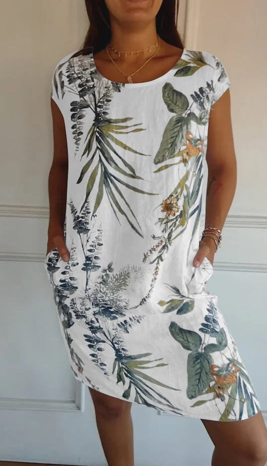 Women's Summer Dress | Botanical Print Shift Dress
