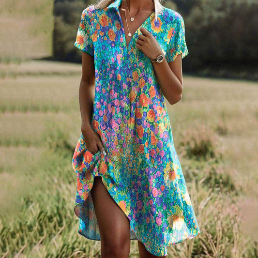 Women's Summer Dress | Floral Print V-Neck