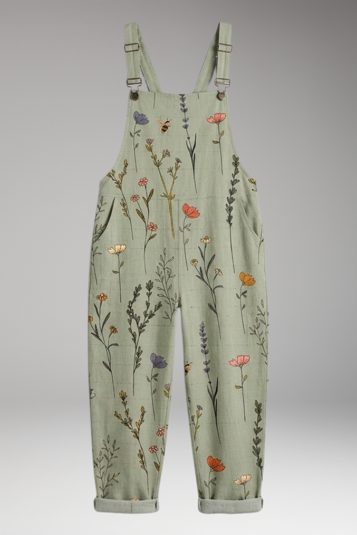 Women's Summer Jumpsuit | Floral Print Dungarees with Adjustable Straps