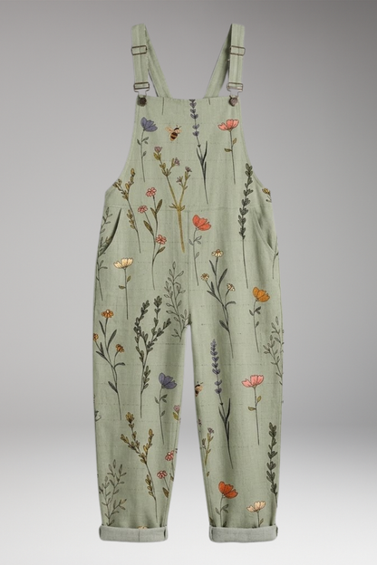 Women's Summer Jumpsuit | Floral Print Dungarees with Adjustable Straps