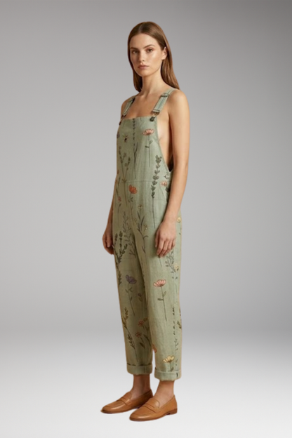 Women's Summer Jumpsuit | Floral Print Dungarees with Adjustable Straps