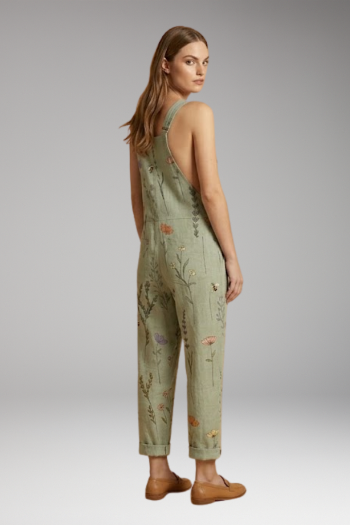 Women's Summer Jumpsuit | Floral Print Dungarees with Adjustable Straps