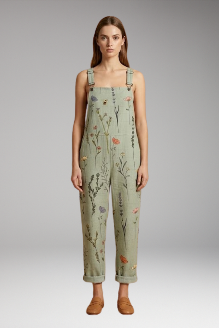 Women's Summer Jumpsuit | Floral Print Dungarees with Adjustable Straps