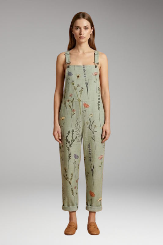 Women's Summer Jumpsuit | Floral Print Dungarees with Adjustable Straps