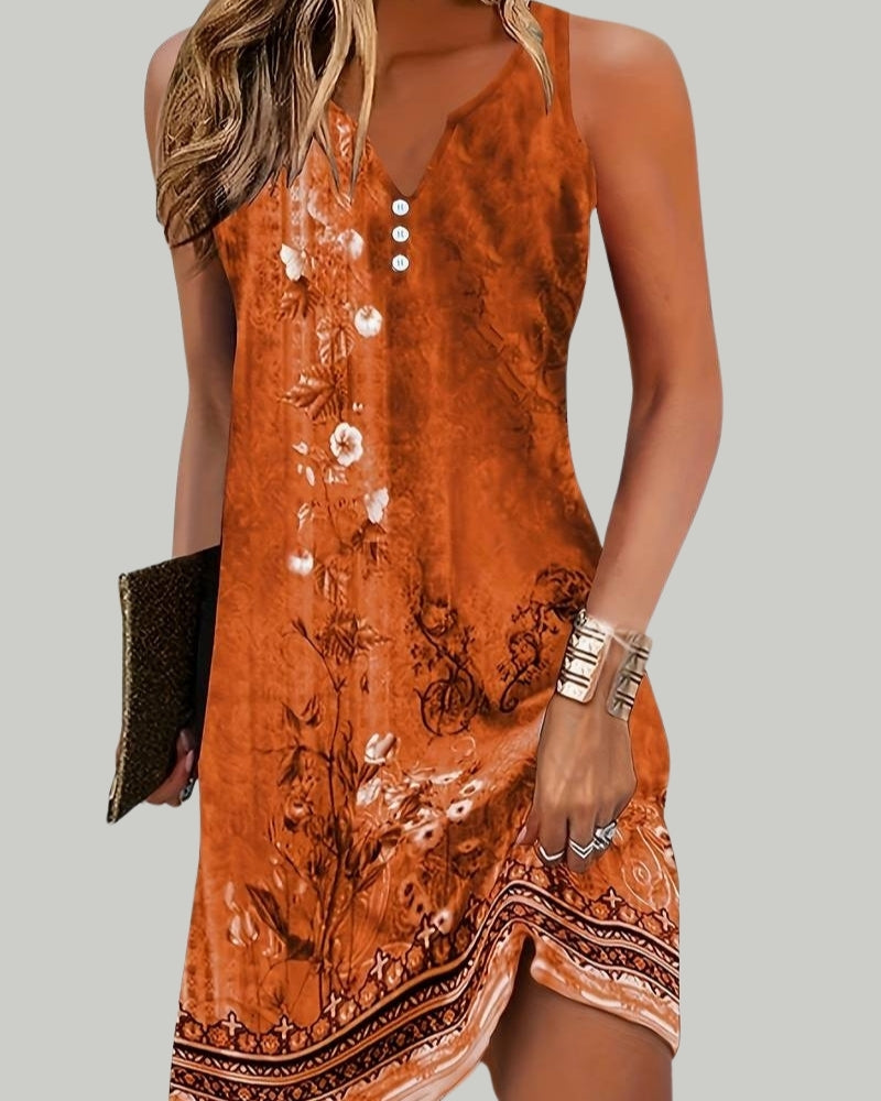Women's Summer Midi Dress | Abstract Print & V-Neck