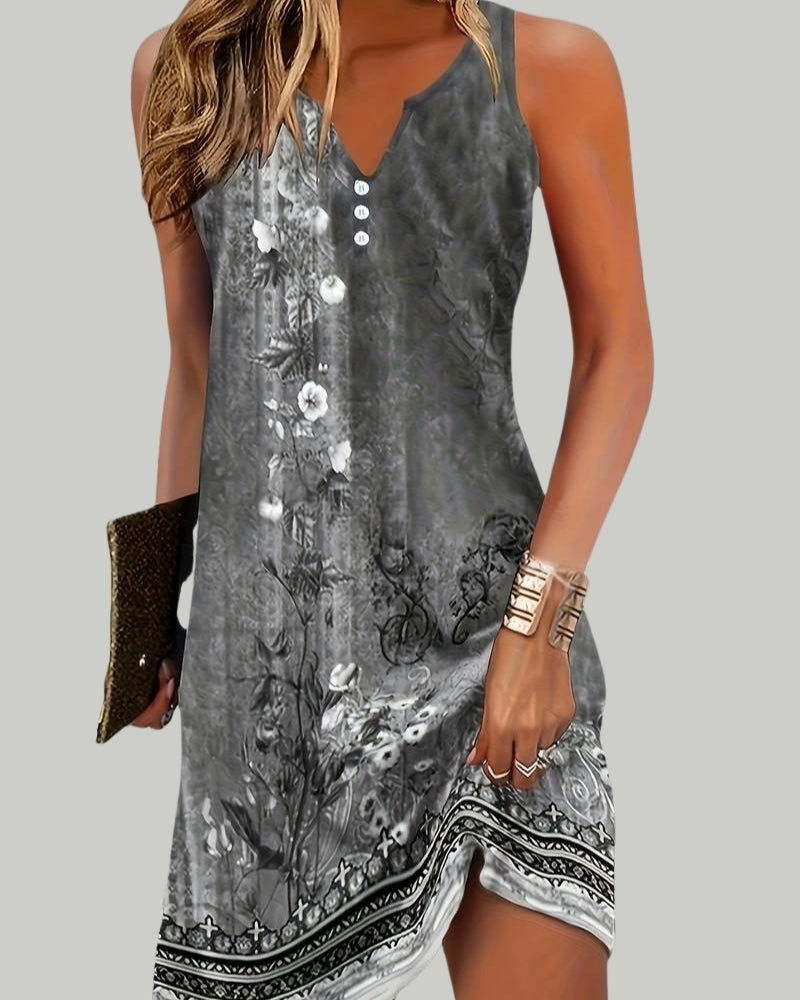 Women's Summer Midi Dress | Abstract Print & V-Neck