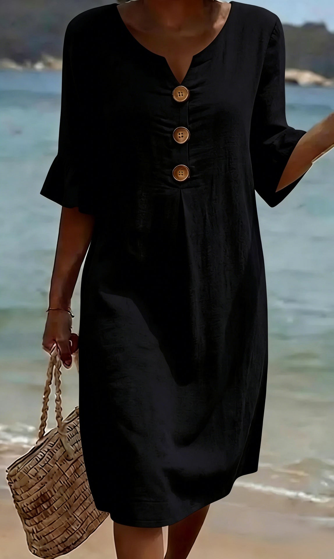 Women's Summer Midi Dress | Casual Button Front & Relaxed Fit