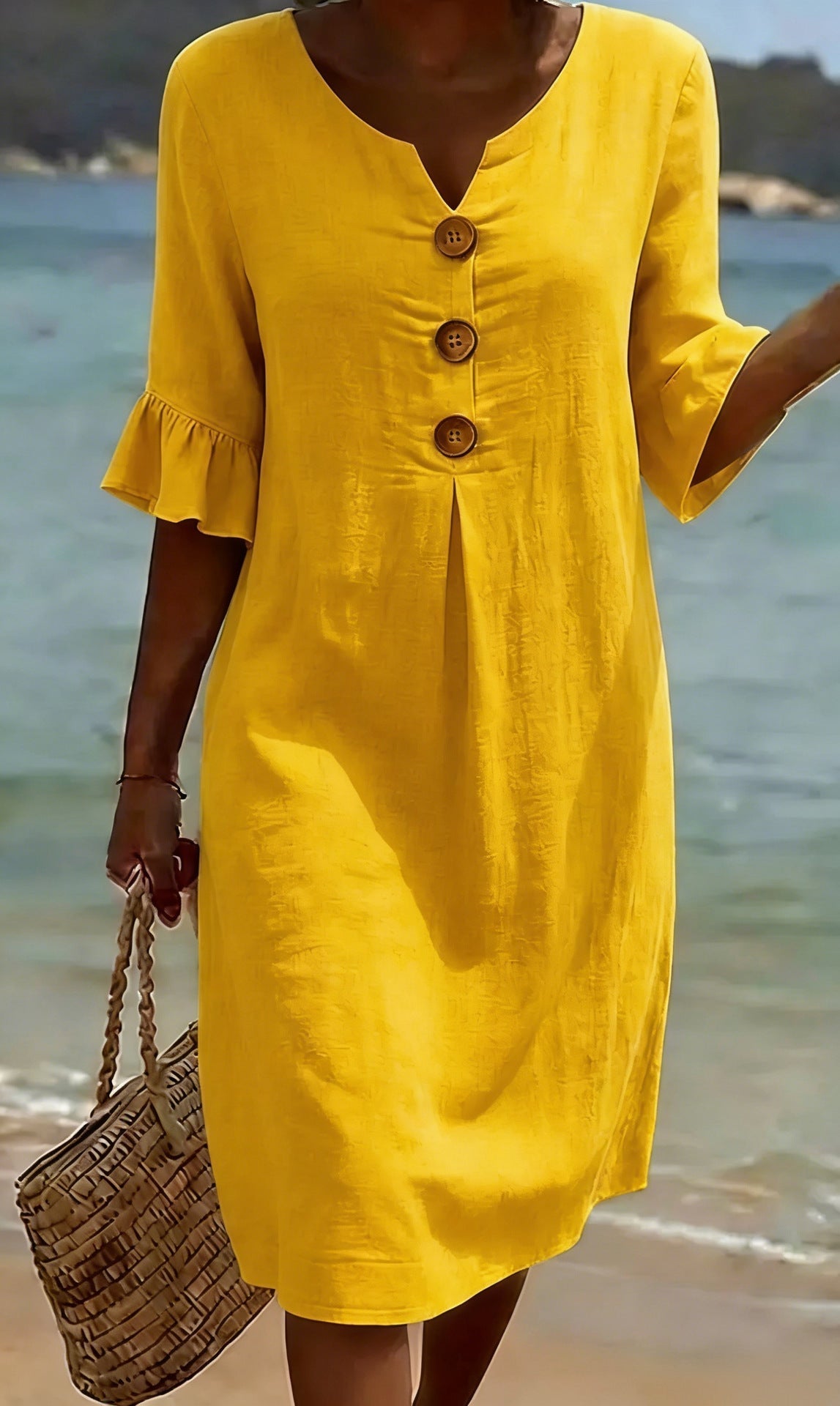 Women's Summer Midi Dress | Casual Button Front & Relaxed Fit