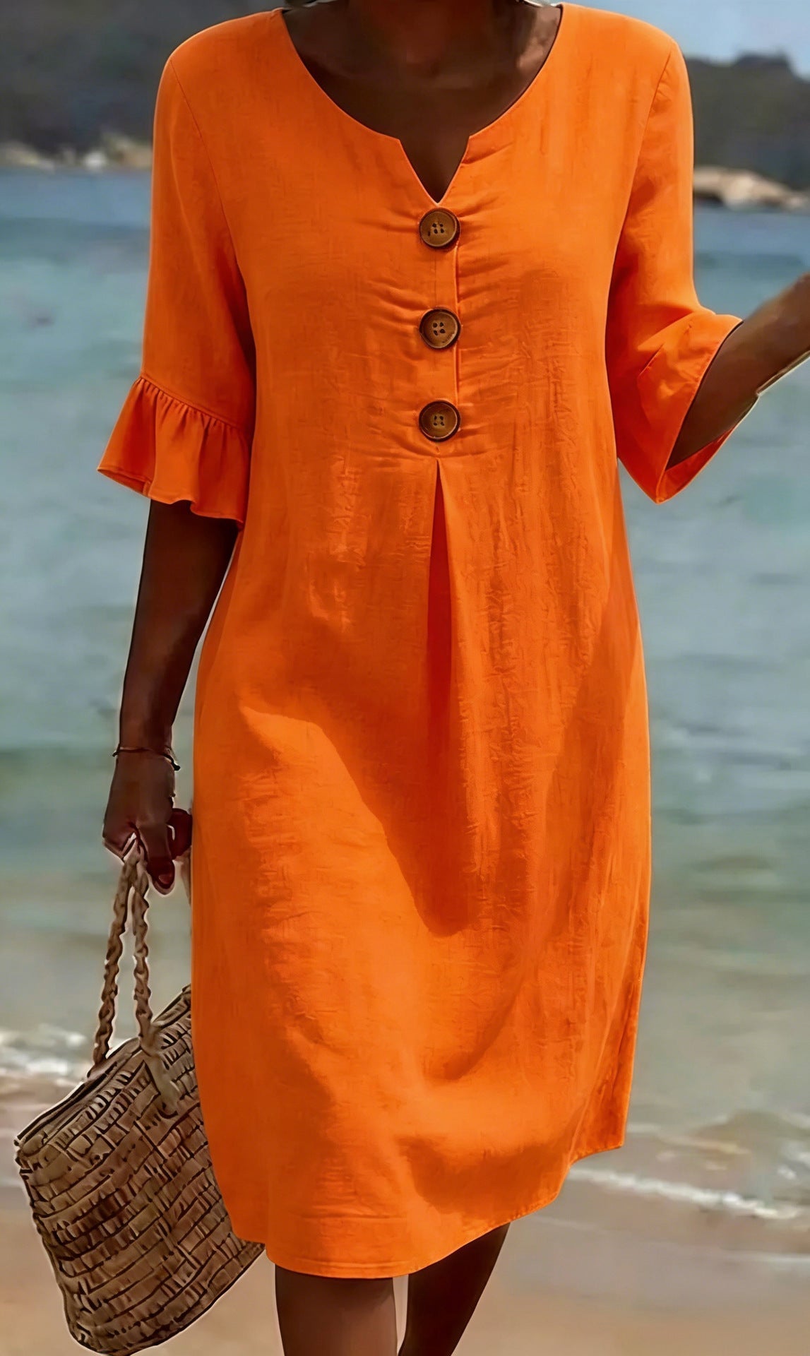 Women's Summer Midi Dress | Casual Button Front & Relaxed Fit