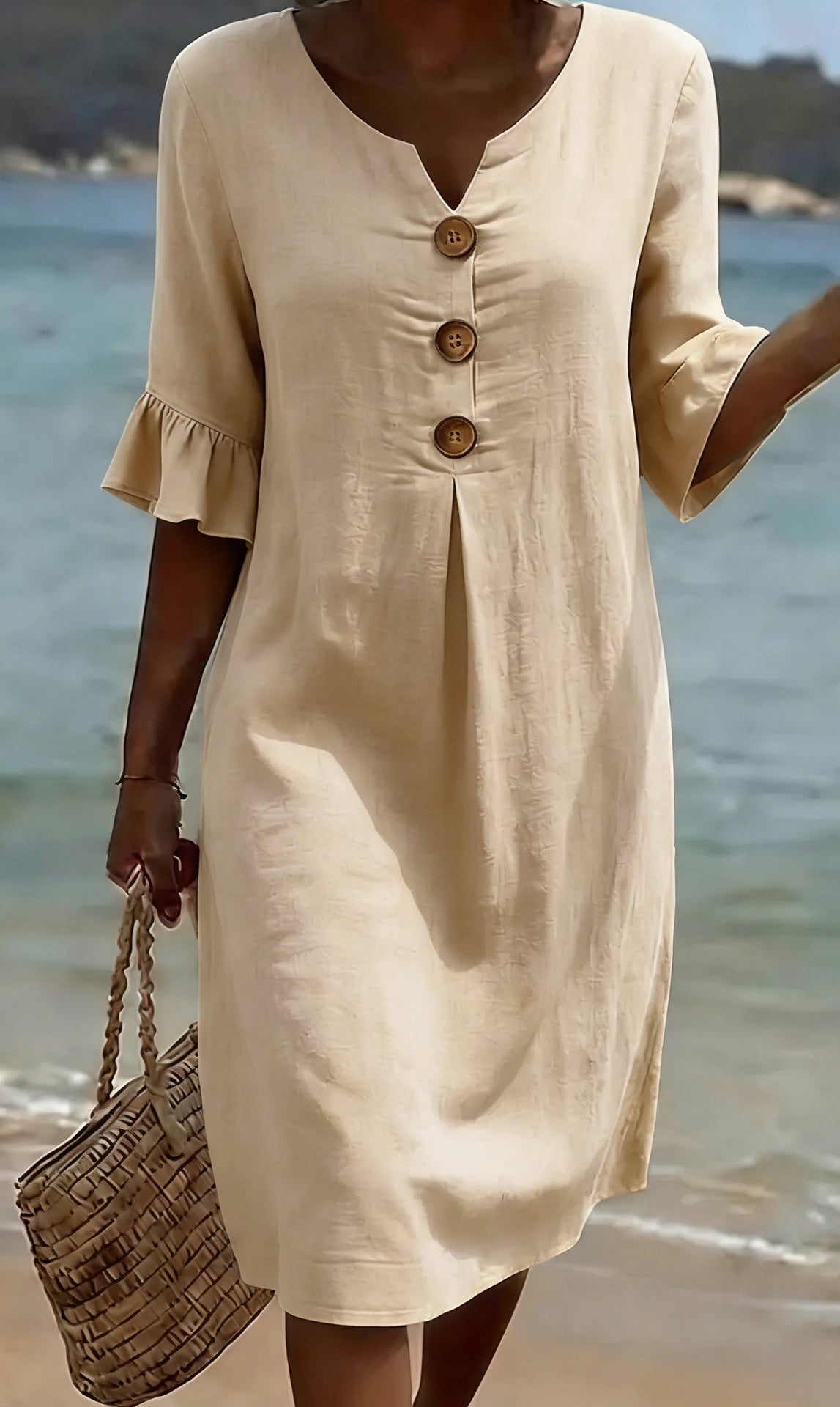 Women's Summer Midi Dress | Casual Button Front & Relaxed Fit