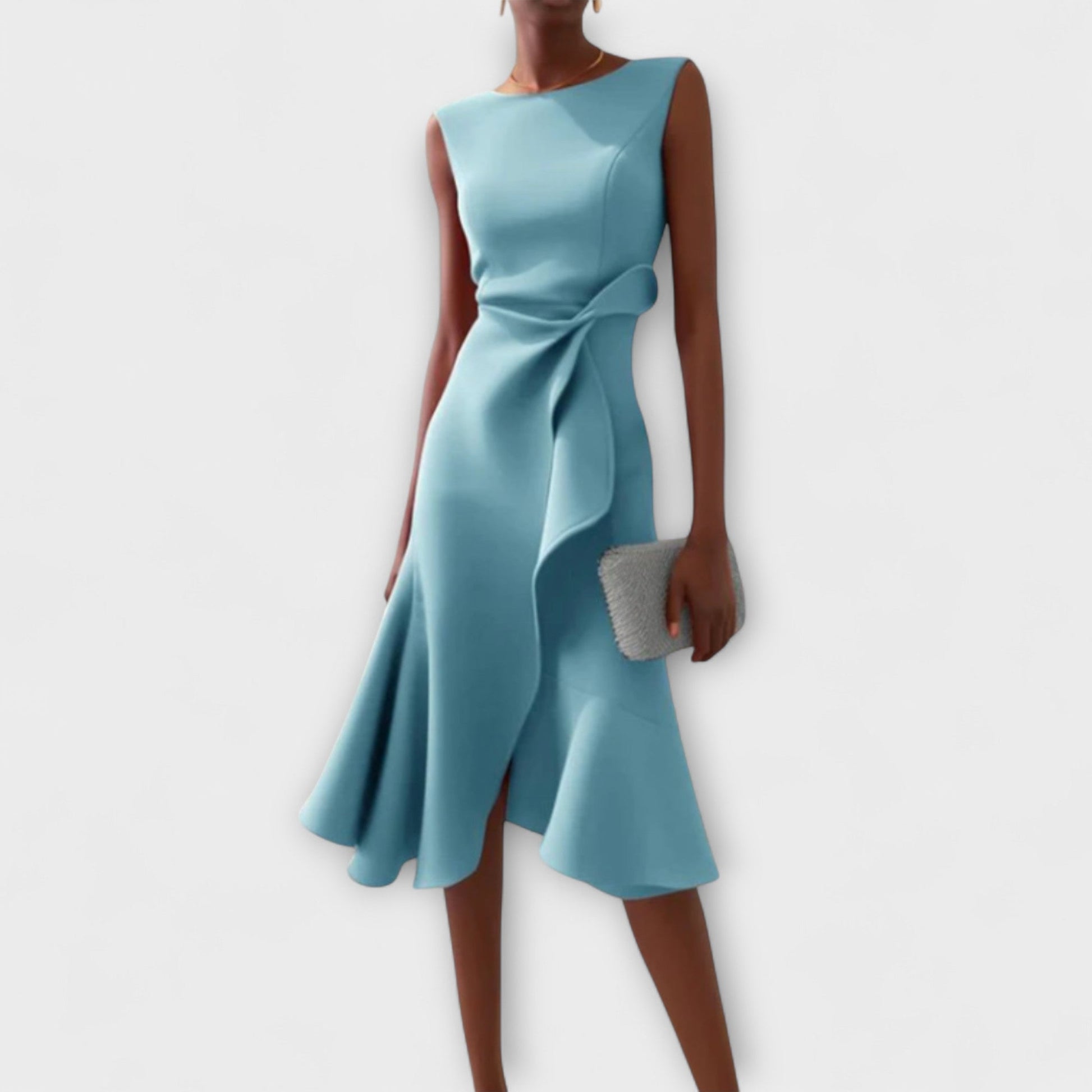 Women's Summer Midi Dress | Draped Asymmetric Design
