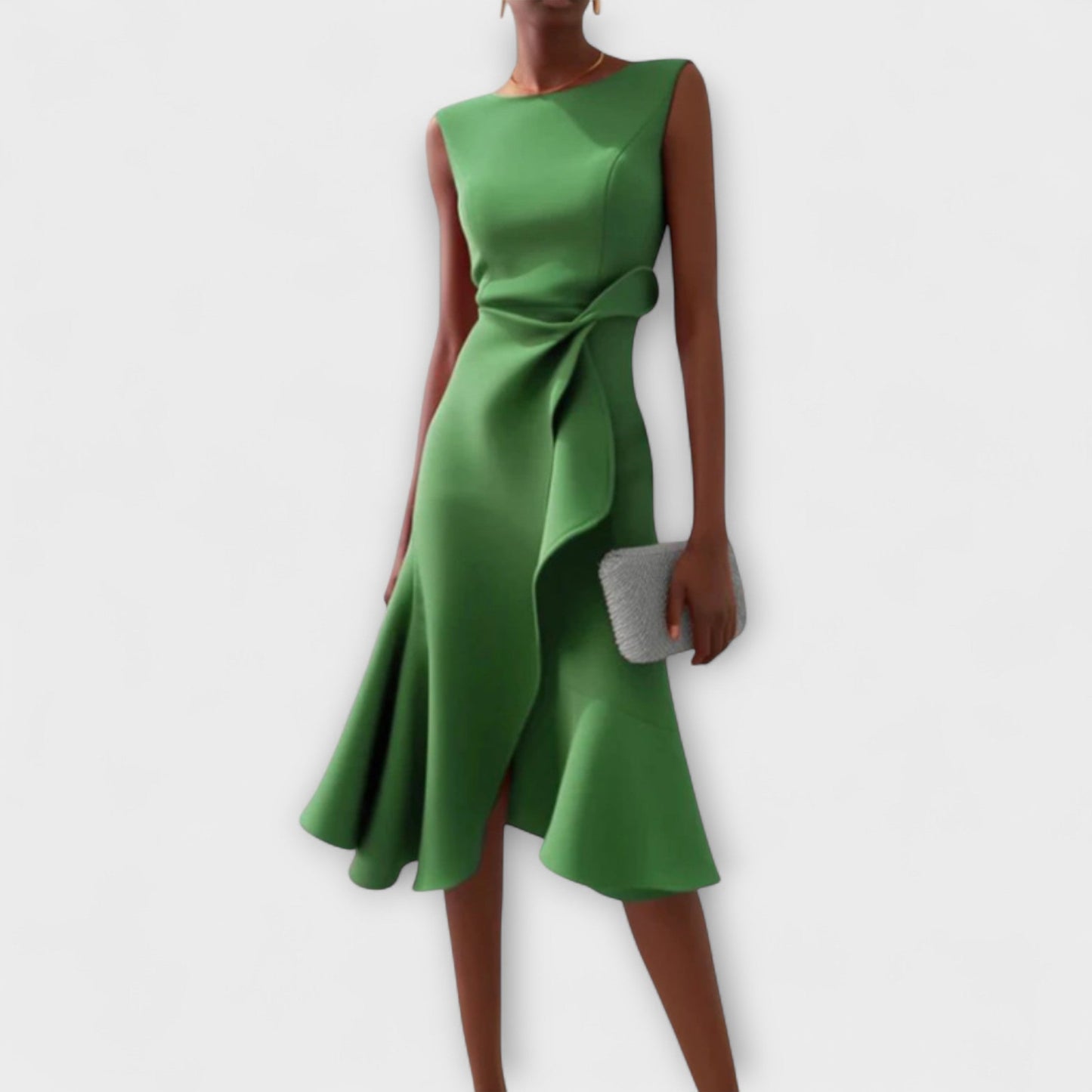 Women's Summer Midi Dress | Draped Asymmetric Design
