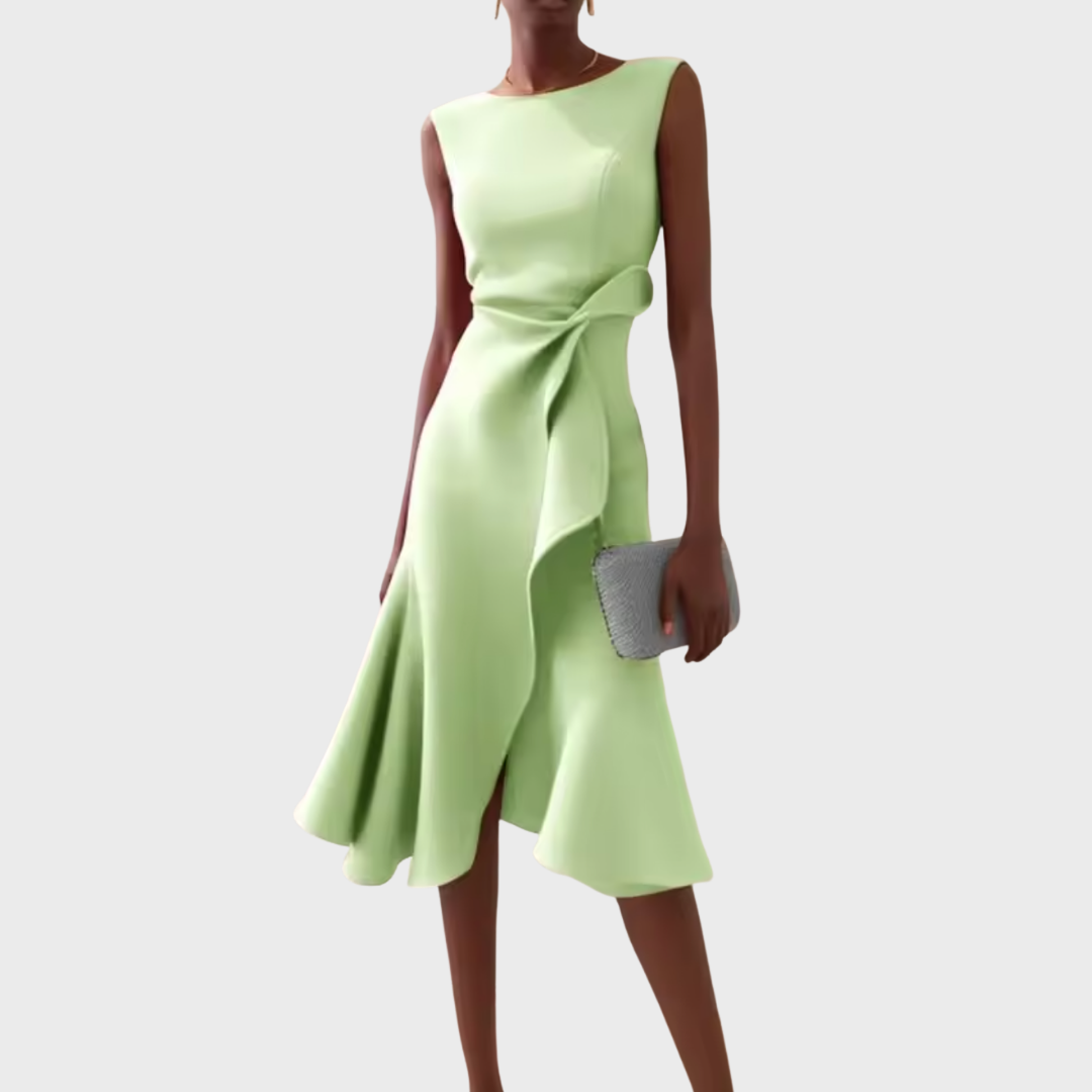 Women's Summer Midi Dress | Draped Asymmetric Design