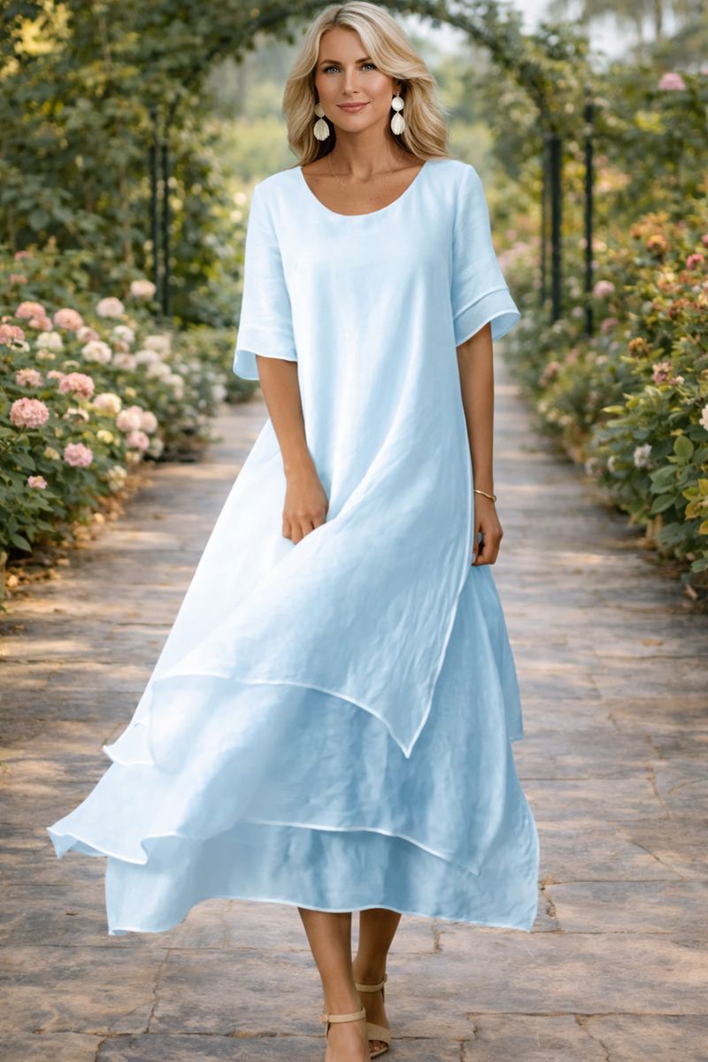 Women's Summer Midi Dress | Elegant Layered Design