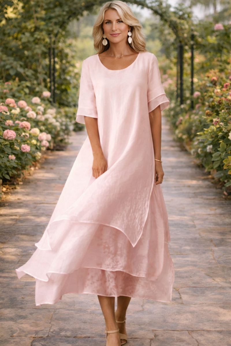 Women's Summer Midi Dress | Elegant Layered Design