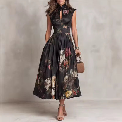 Women's Summer Midi Dress | Floral Print & Pleated A-Line