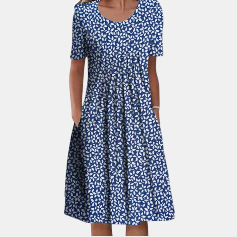 Women's Summer Midi Dress | Pleated Tummy Coverage Design