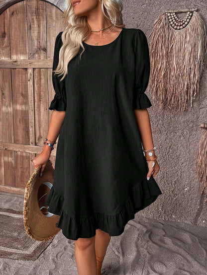 Women's Summer Midi Dress | Ruffle Hem & Relaxed Fit