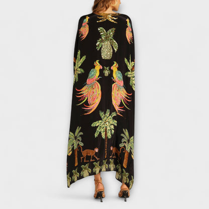 Women's Summer Midi Dress | Tropical Print & Sequin Detail