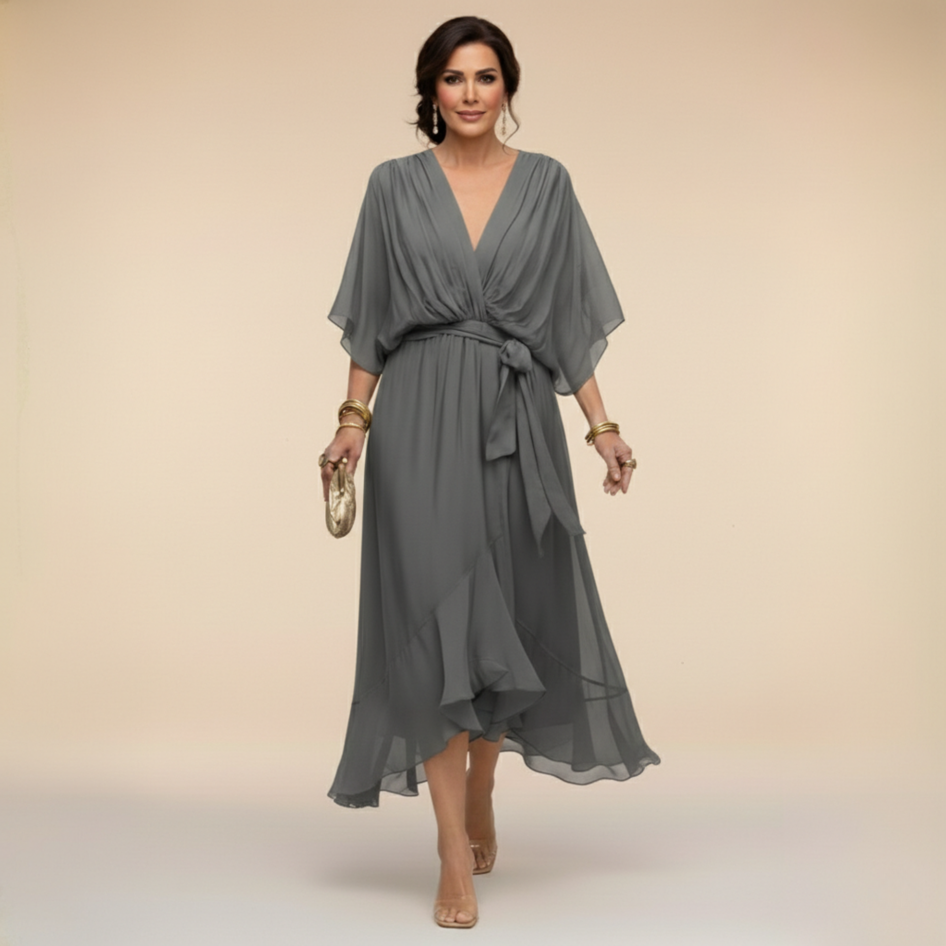 Women's Summer Midi Dress | V-Neck Wrap Design
