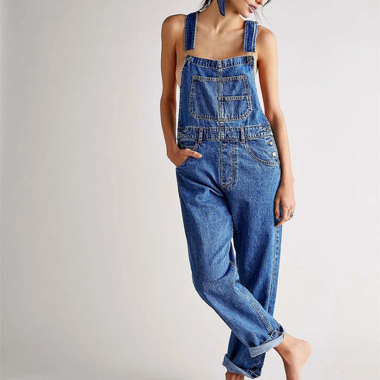 Women's Summer Overalls | Stretch Denim Cuffed Fit