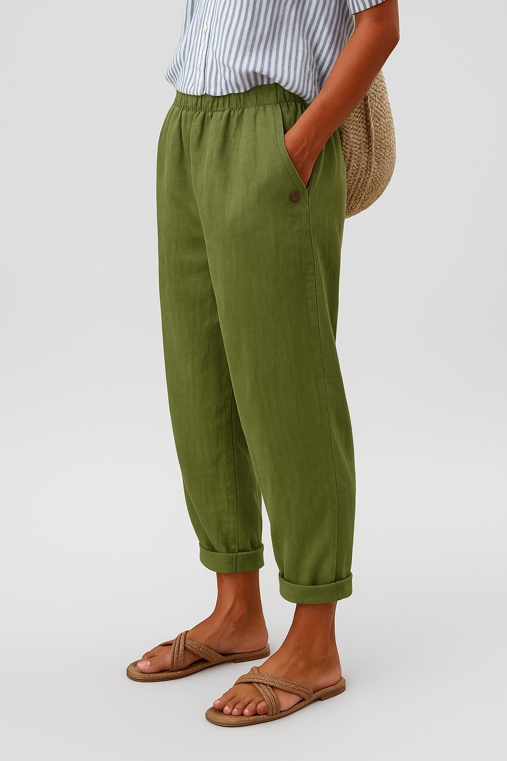 Women's Summer Pants | Cropped Straight Leg & Rolled Cuff