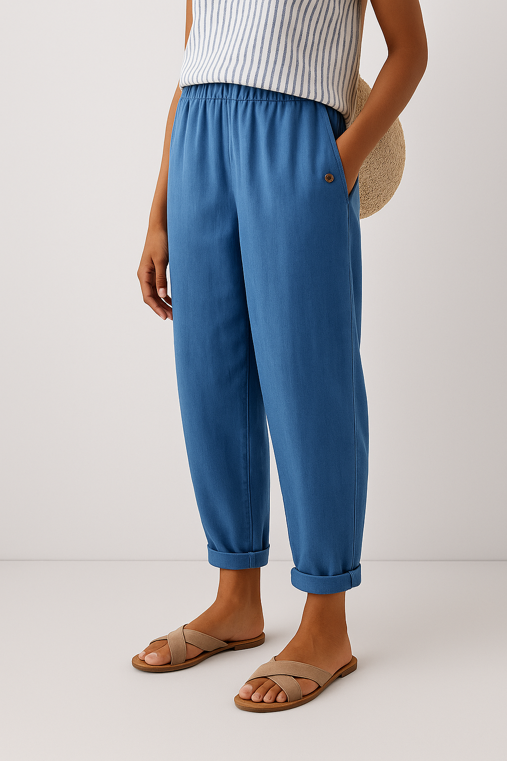 Women's Summer Pants | Cropped Straight Leg & Rolled Cuff