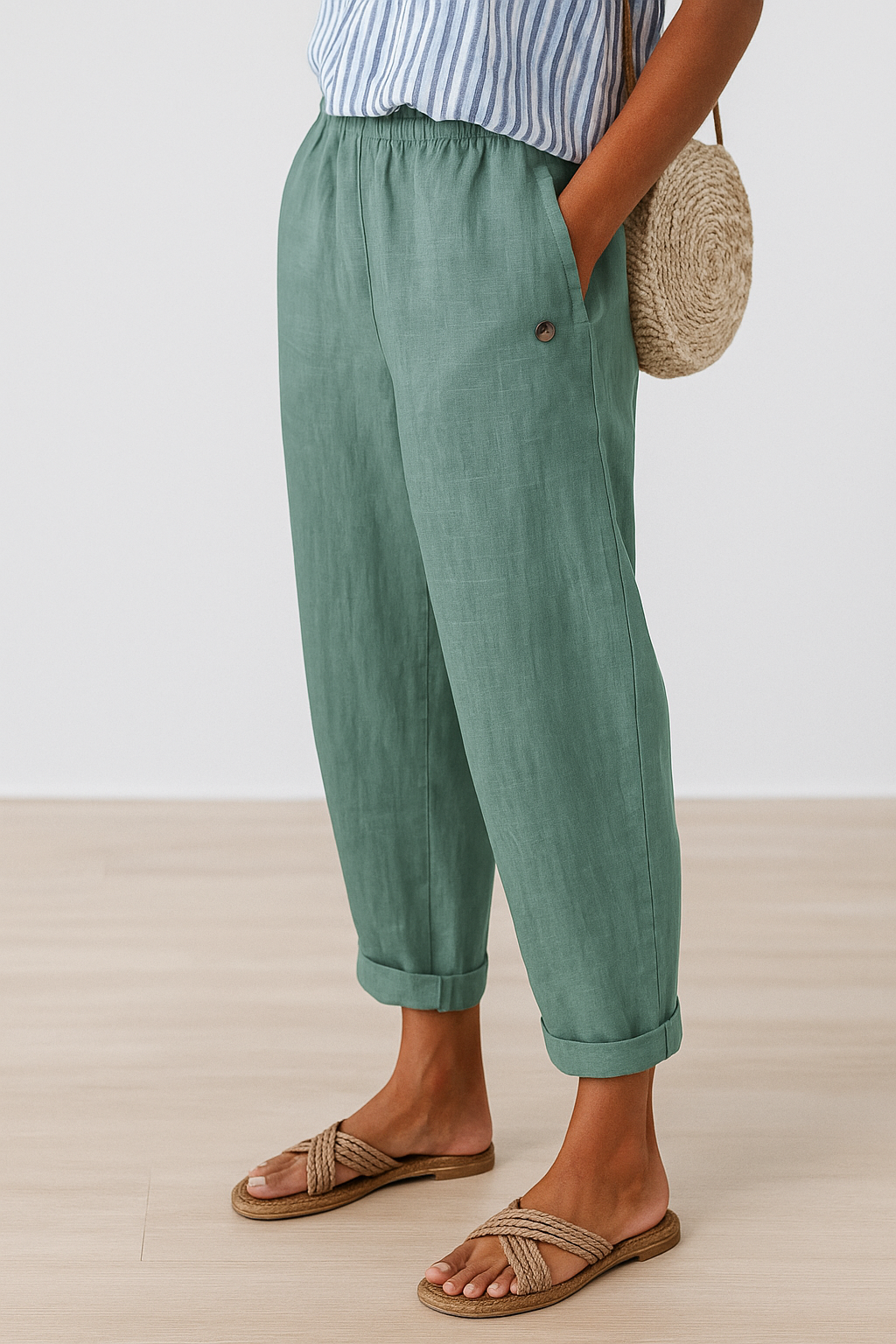 Women's Summer Pants | Cropped Straight Leg & Rolled Cuff