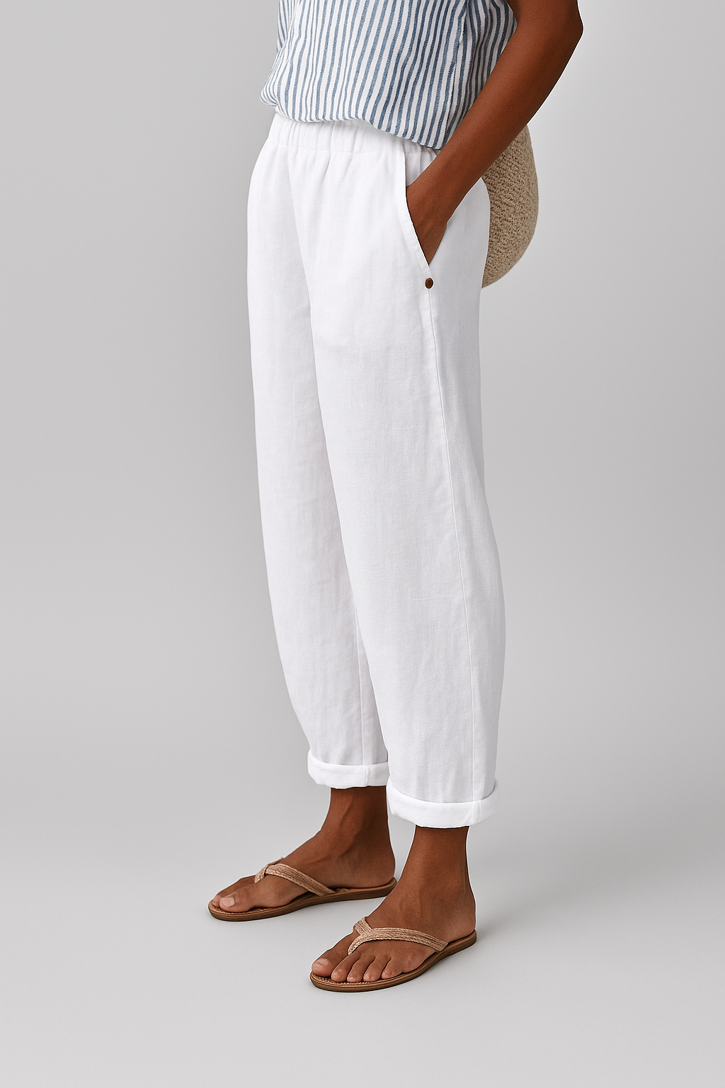 Women's Summer Pants | Cropped Straight Leg & Rolled Cuff