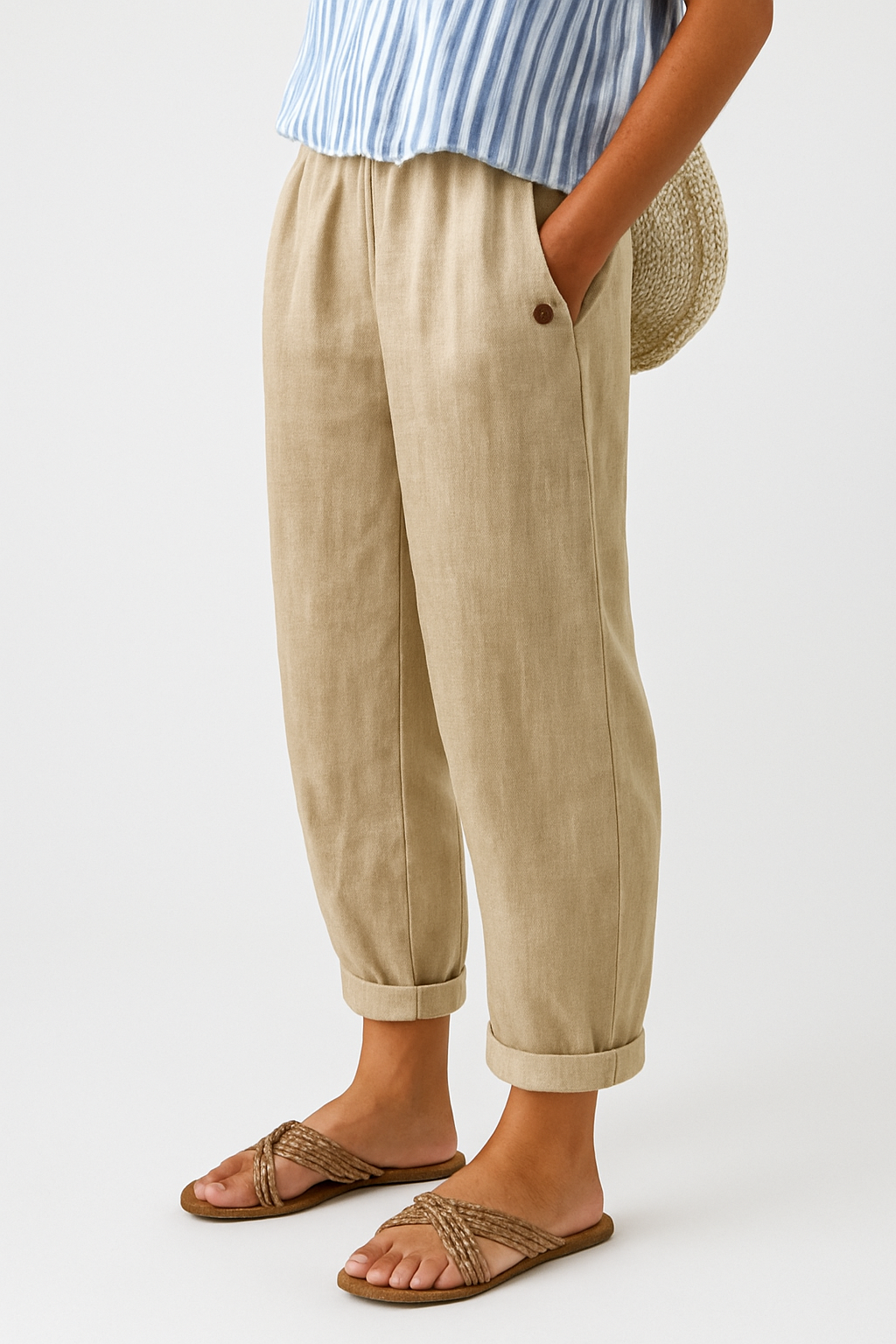 Women's Summer Pants | Cropped Straight Leg & Rolled Cuff