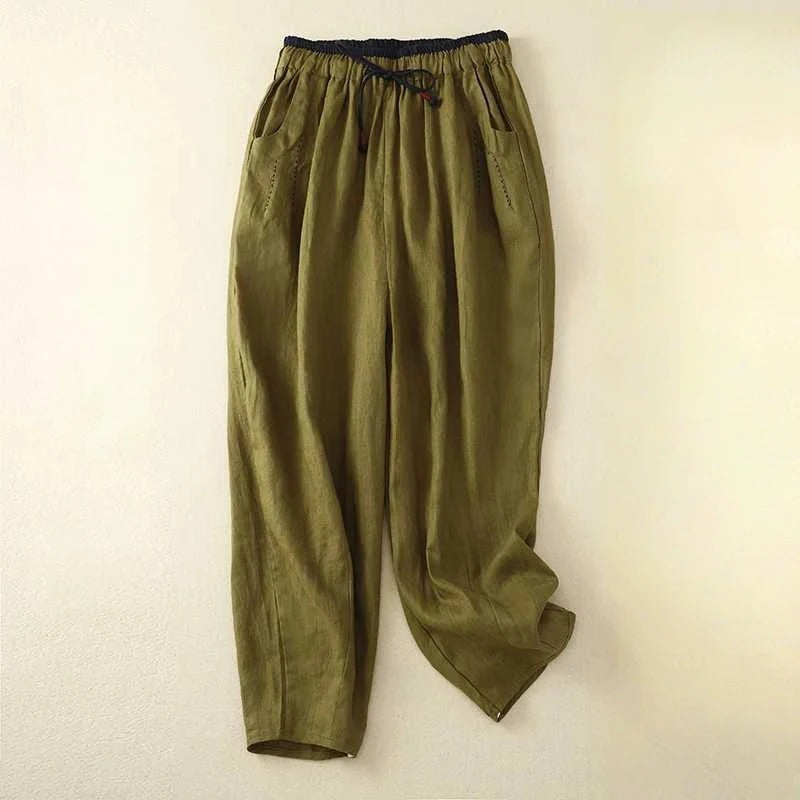 Women's Summer Pants | Loose Tapered Style with Drawstring Elastic Waist