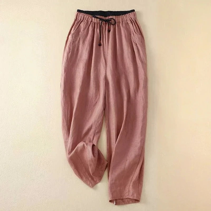 Women's Summer Pants | Loose Tapered Style with Drawstring Elastic Waist