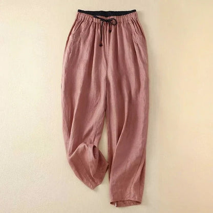 Women's Summer Pants | Loose Tapered Style with Drawstring Elastic Waist