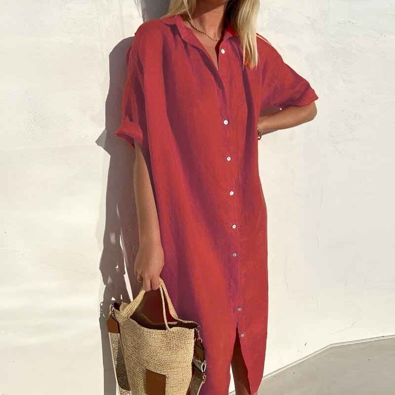 Women's Summer Shirt Dress | Breathable & Relaxed Midi