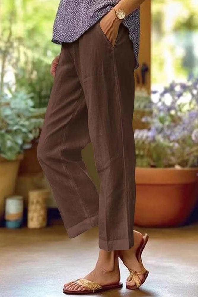 Women's Summer Trousers | Cropped Cuffed Design
