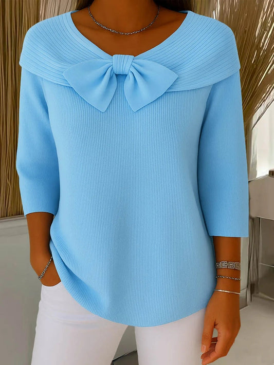 Women's Sweater | Bow-Front, Wide Collar Detail