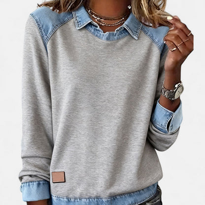 Women's Sweater | Layered Collar, Contrast Paneling