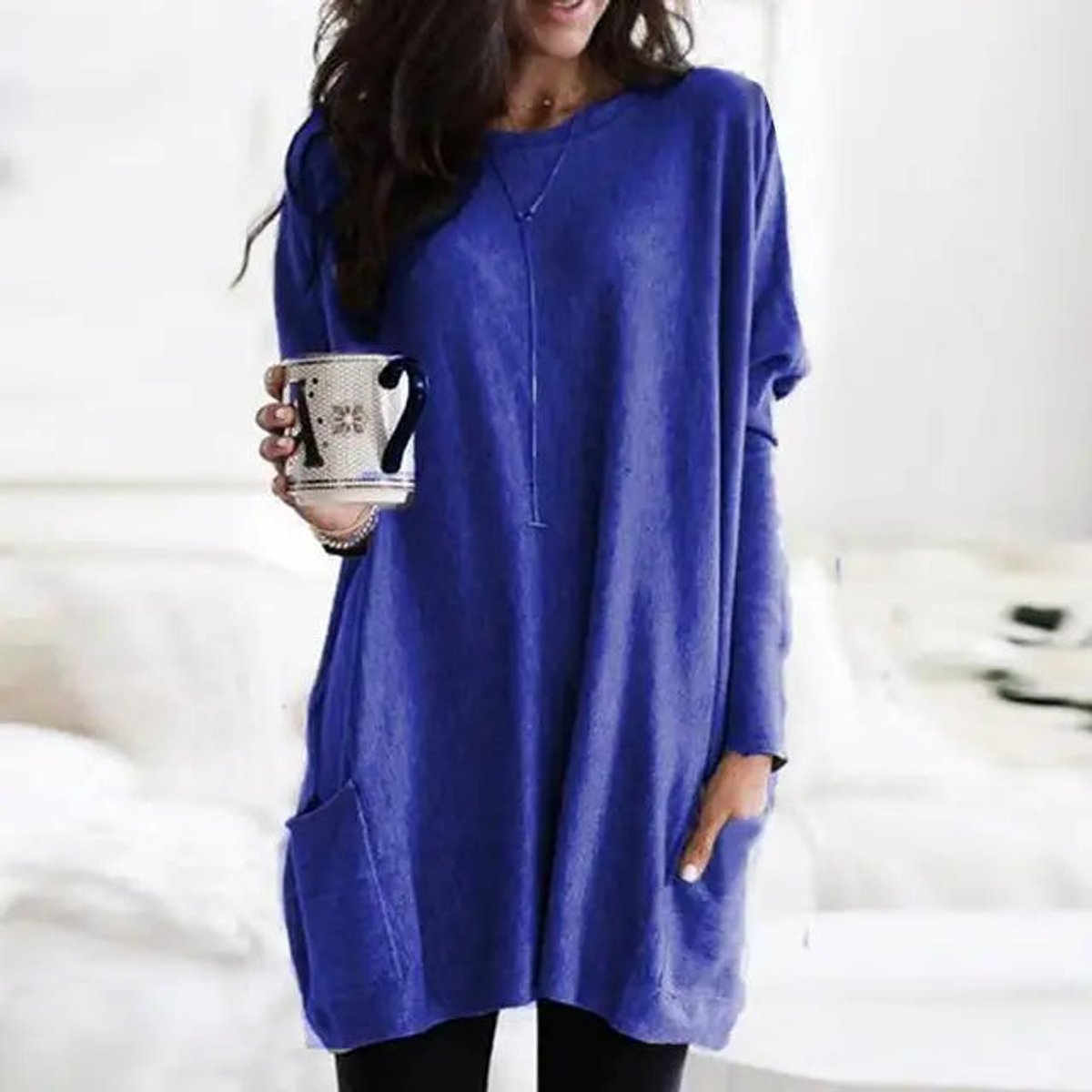 Women's Sweater | Oversized Tunic Line, Patch Pockets