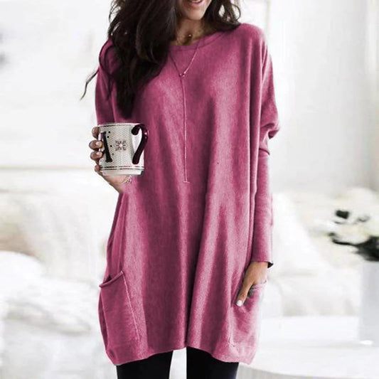 Women's Sweater | Oversized Tunic Line, Patch Pockets