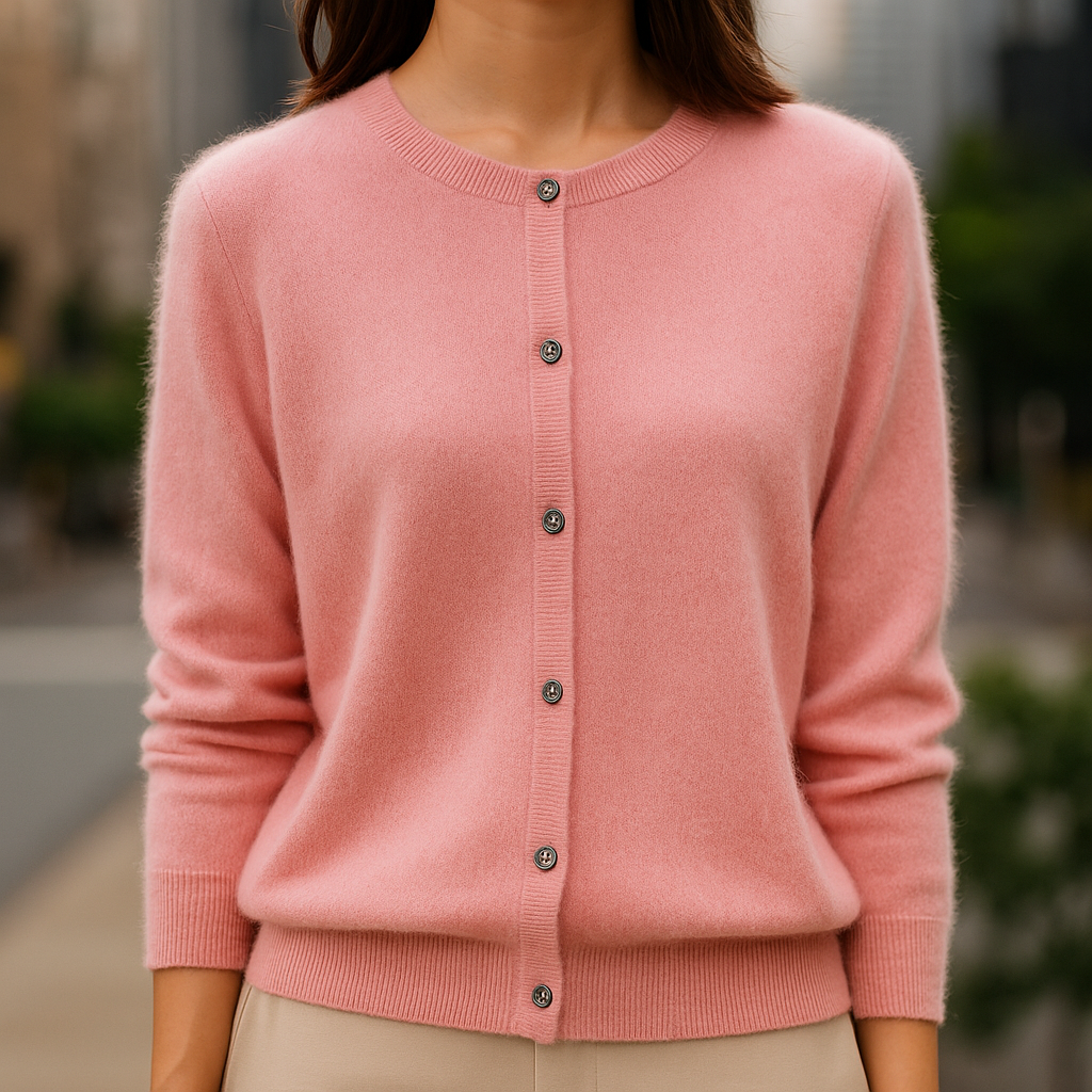 Women's Sweater | Ribbed Crew Neck, Buttoned Placket