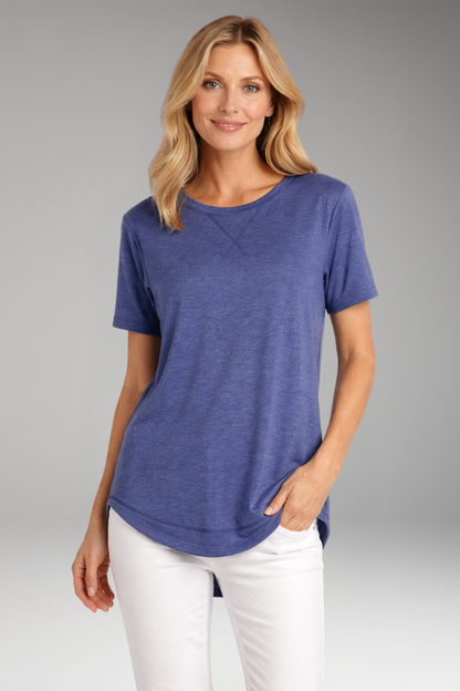 Women's T-Shirt | Round Neck with Curved Hem & Short Sleeves