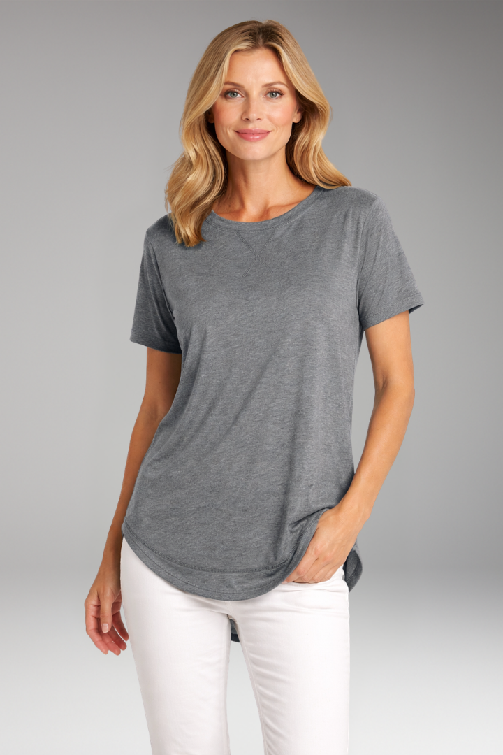 Women's T-Shirt | Round Neck with Curved Hem & Short Sleeves