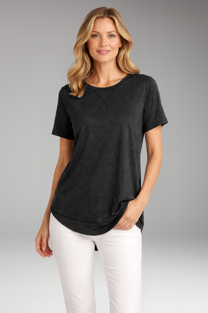 Women's T-Shirt | Round Neck with Curved Hem & Short Sleeves