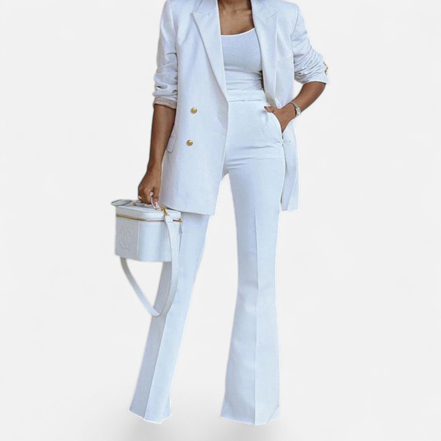 Chic Women's Blazer and Trouser Set for Formal Events