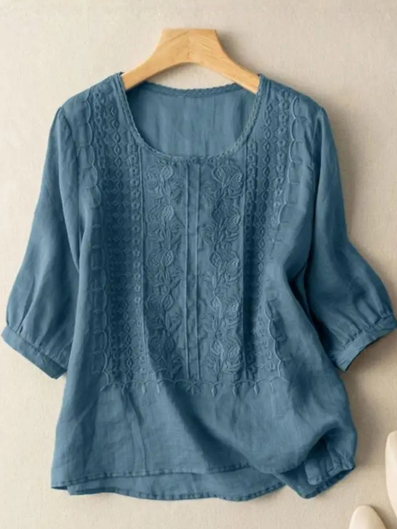 Women's Top | Embroidered Front Panel & Relaxed Fit