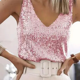 Women's Top | Sequin V-Neck Design