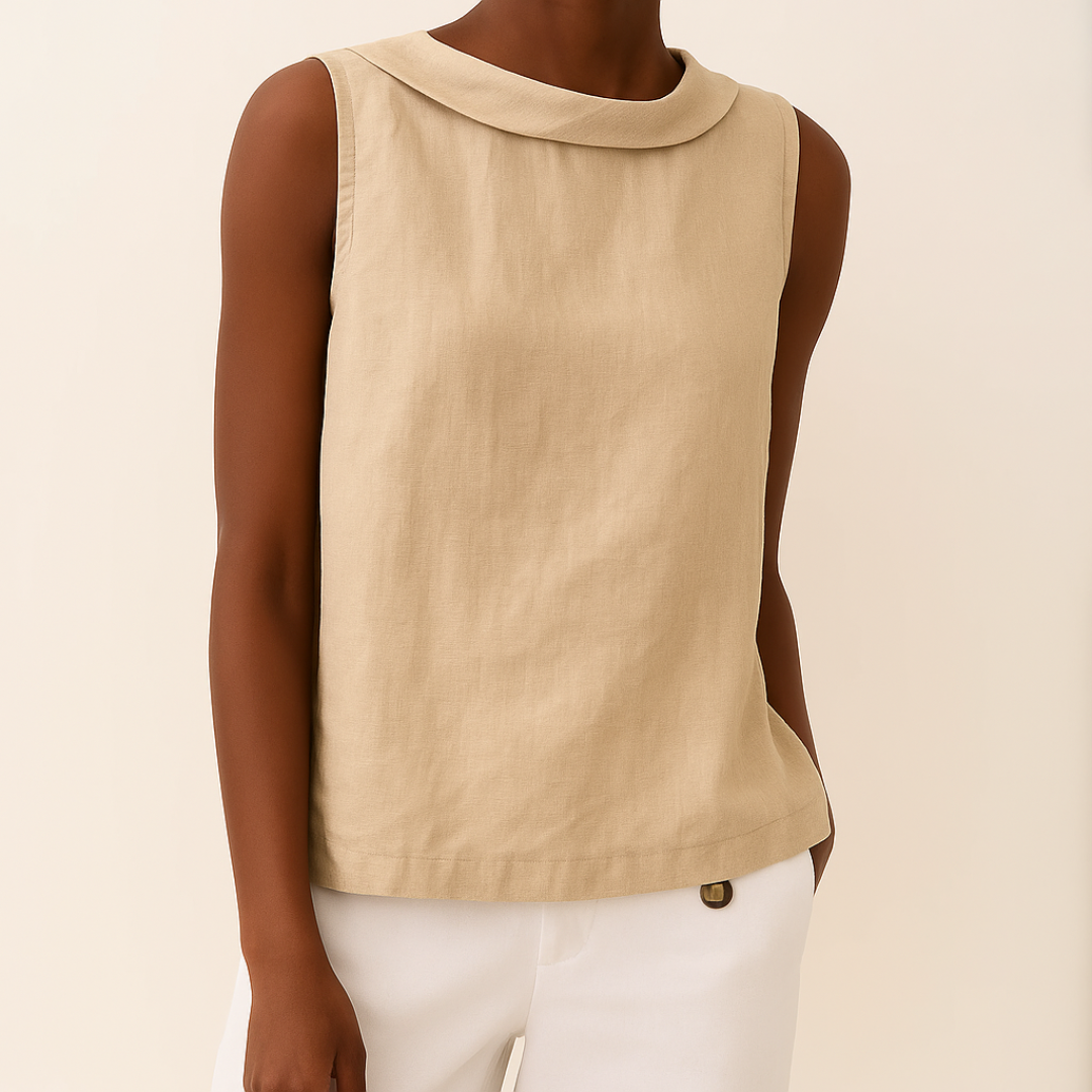 Women's Top | Sleeveless Roll Collar Design
